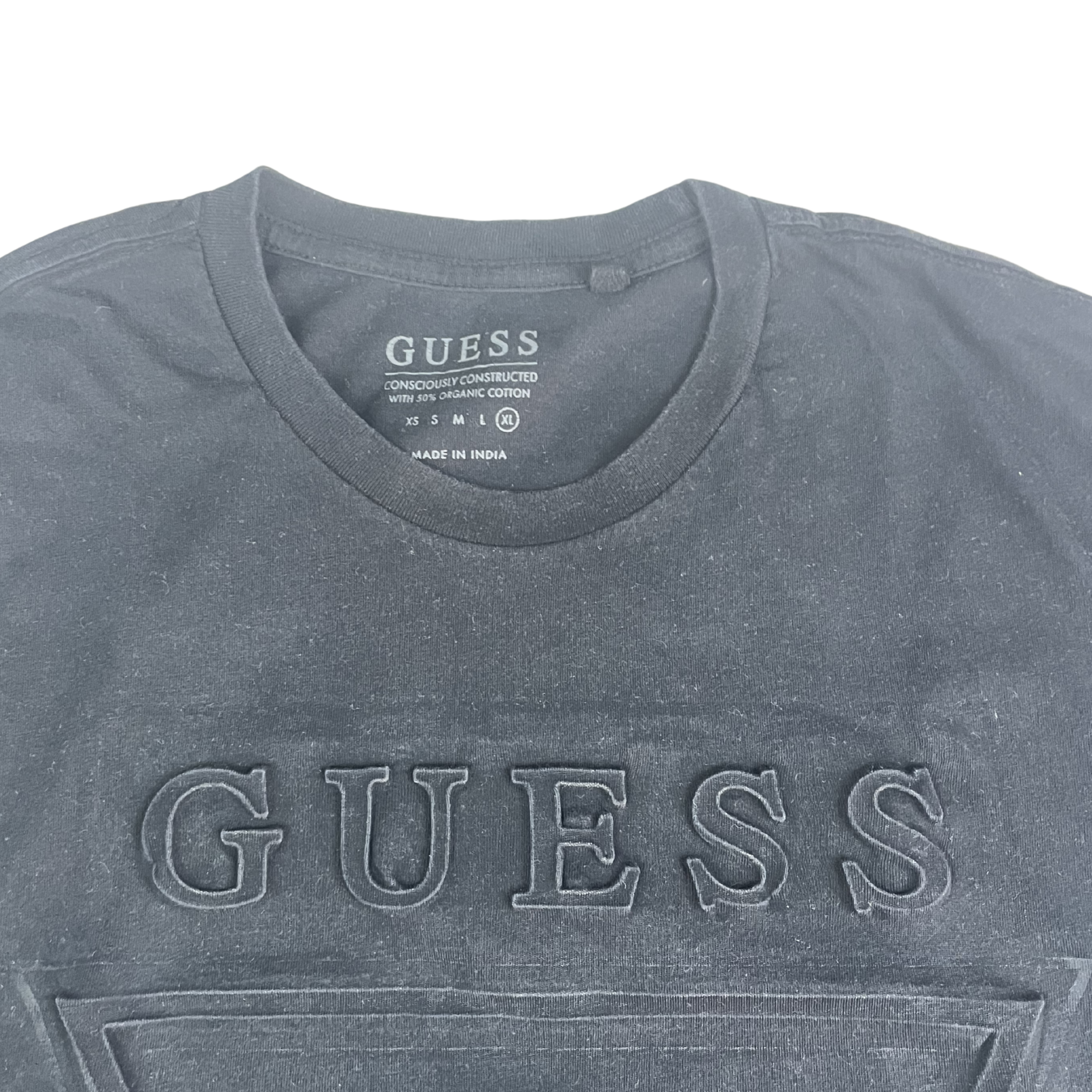 Guess Embossed Triangle Logo Tee (Black)