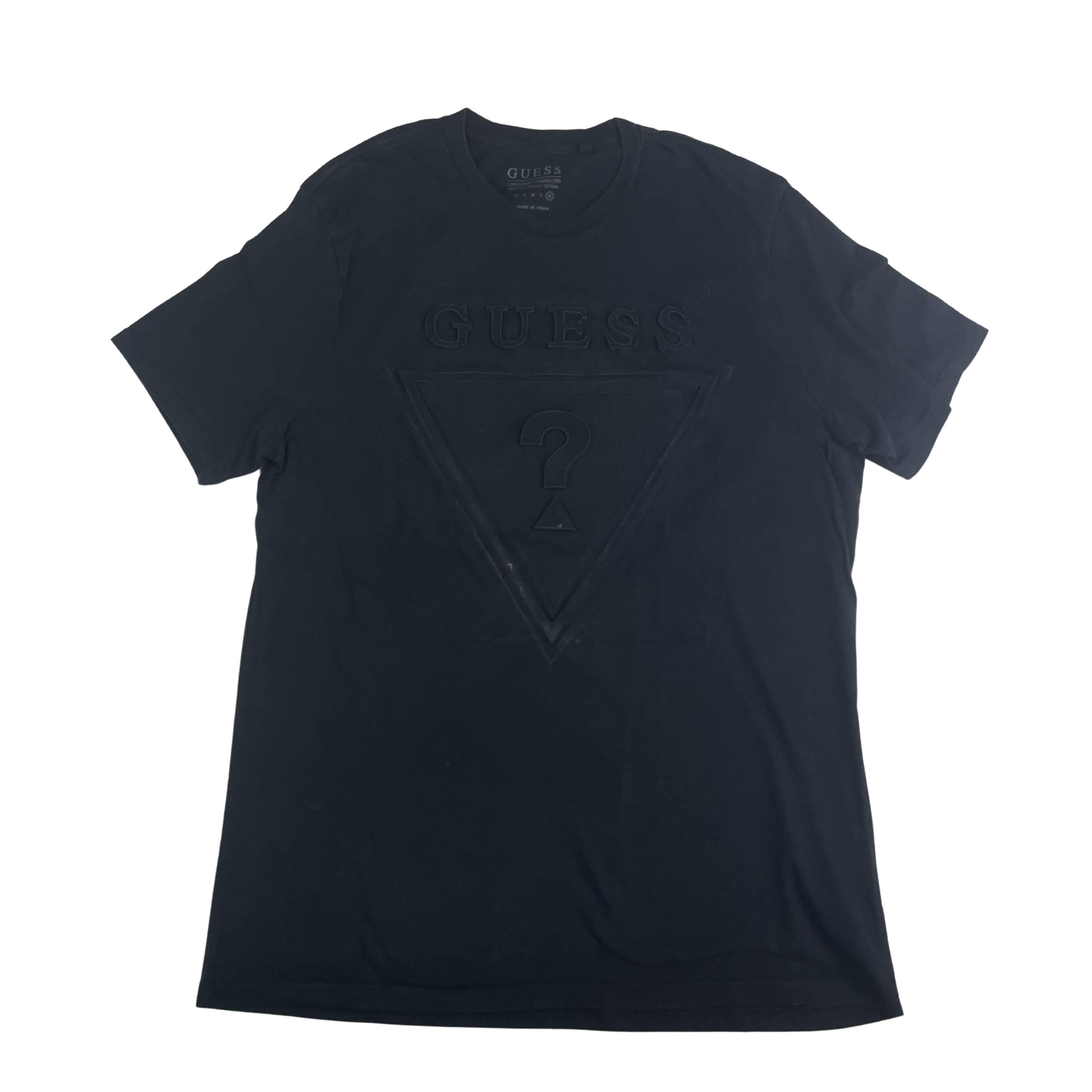Guess Embossed Triangle Logo Tee (Black)