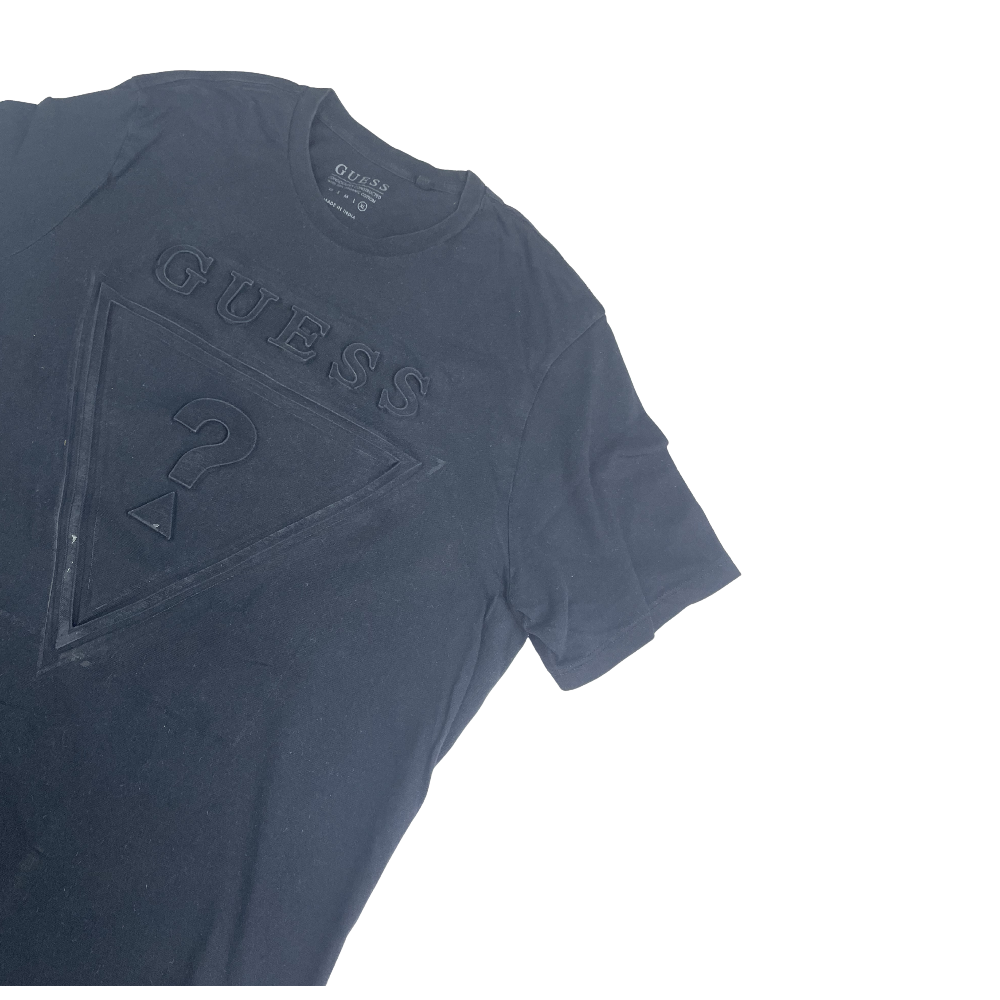 Guess Embossed Triangle Logo Tee (Black)