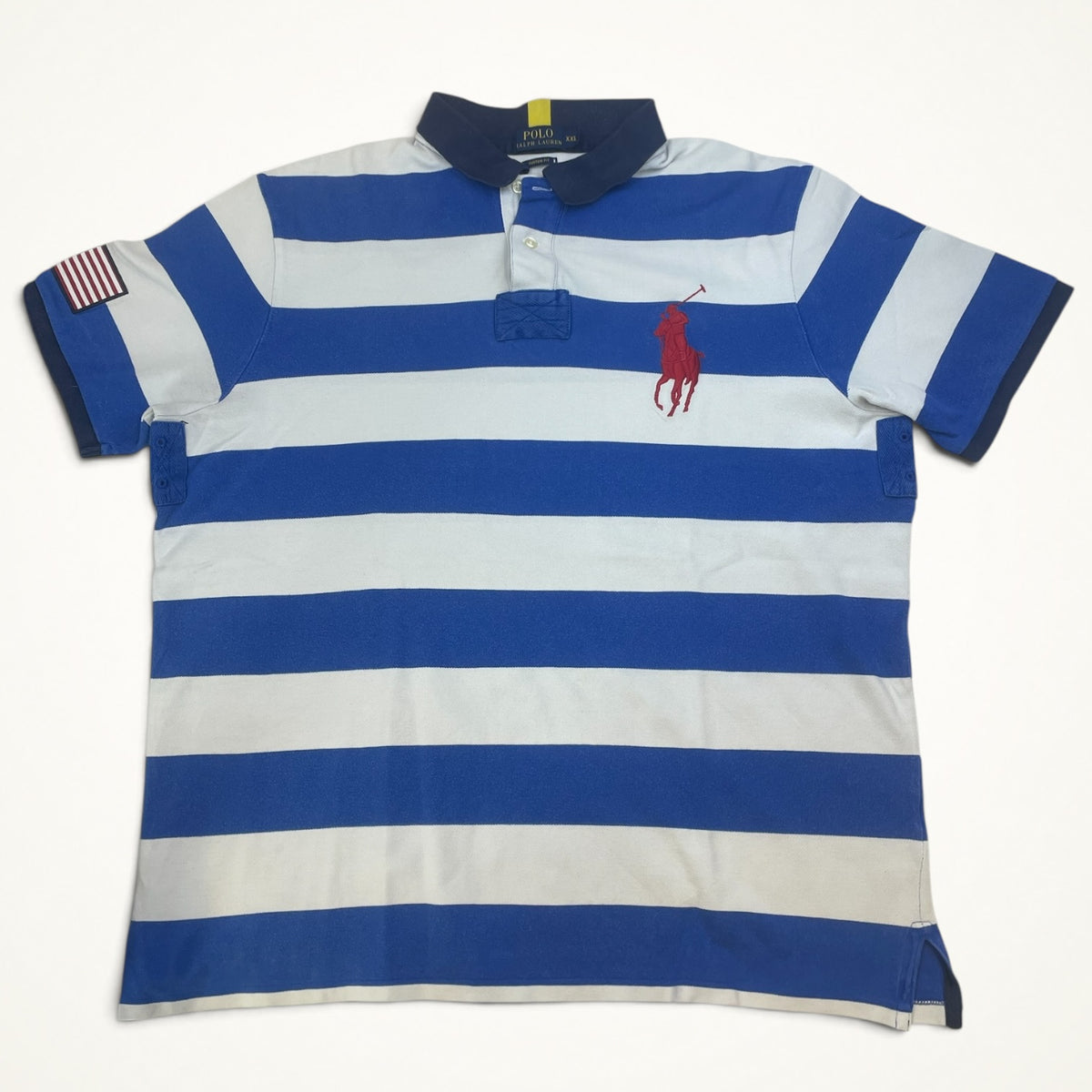 Ralph Lauren Big Pony Rugby Stripe Polo USA (Blue/White)