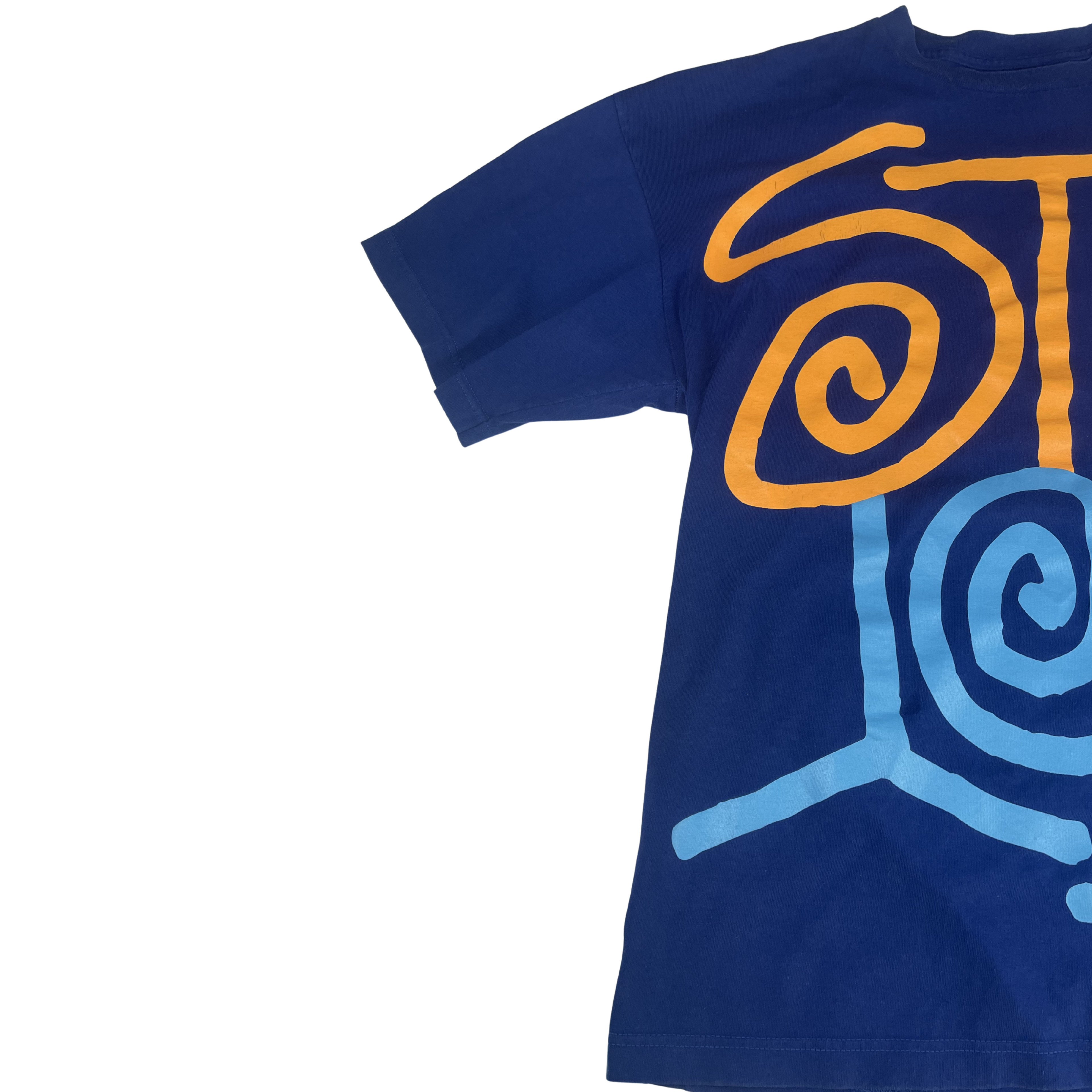 Stüssy "Swirl Logo" Double Hit Tee – Royal Blue / XL