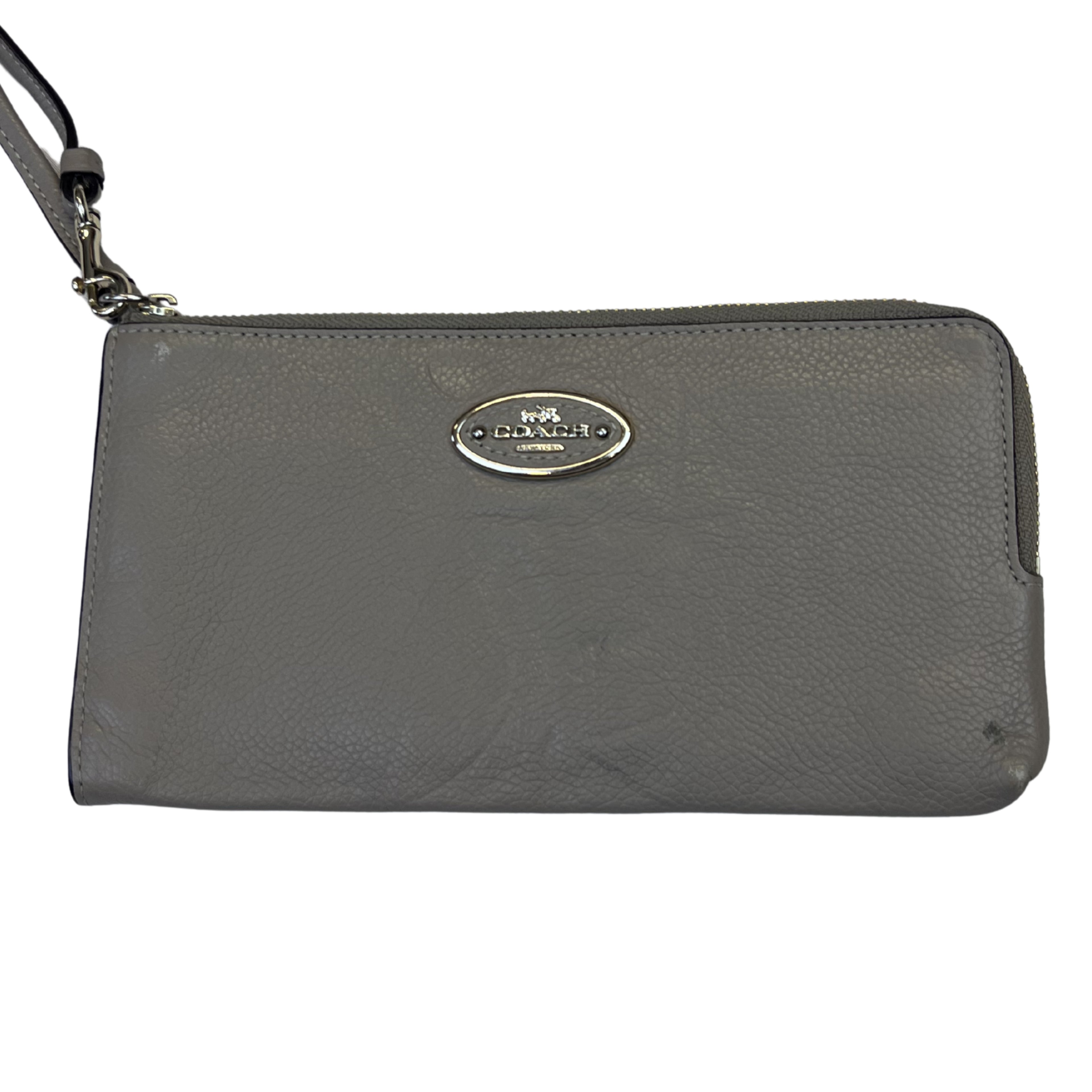 Coach Leather Wristlet Wallet (Grey)