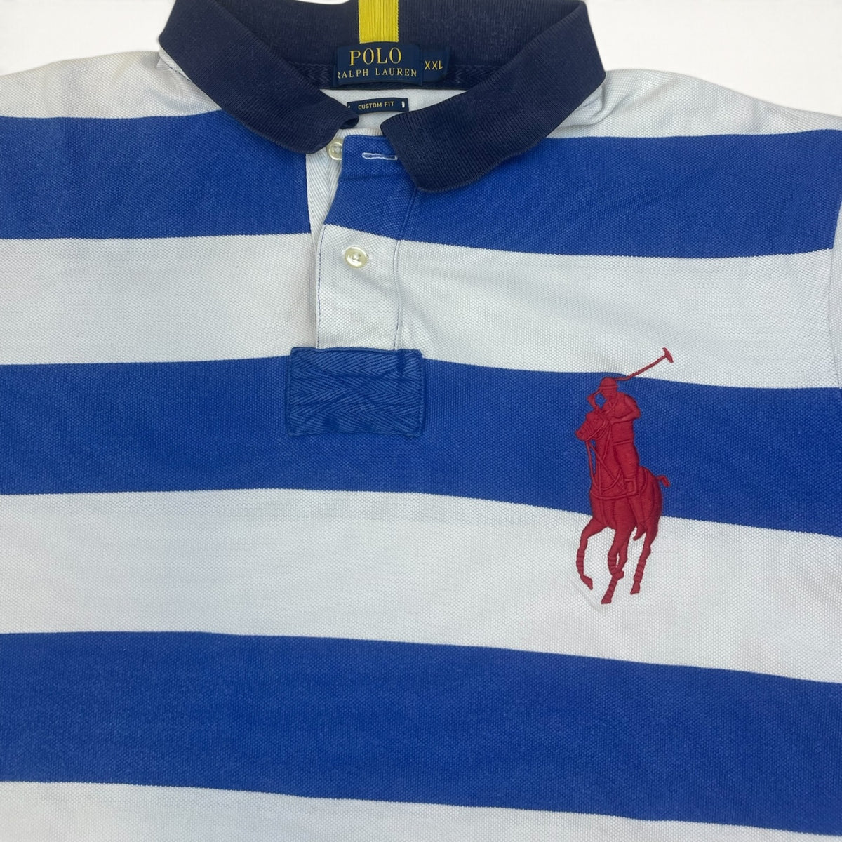 Ralph Lauren Big Pony Rugby Stripe Polo USA (Blue/White)