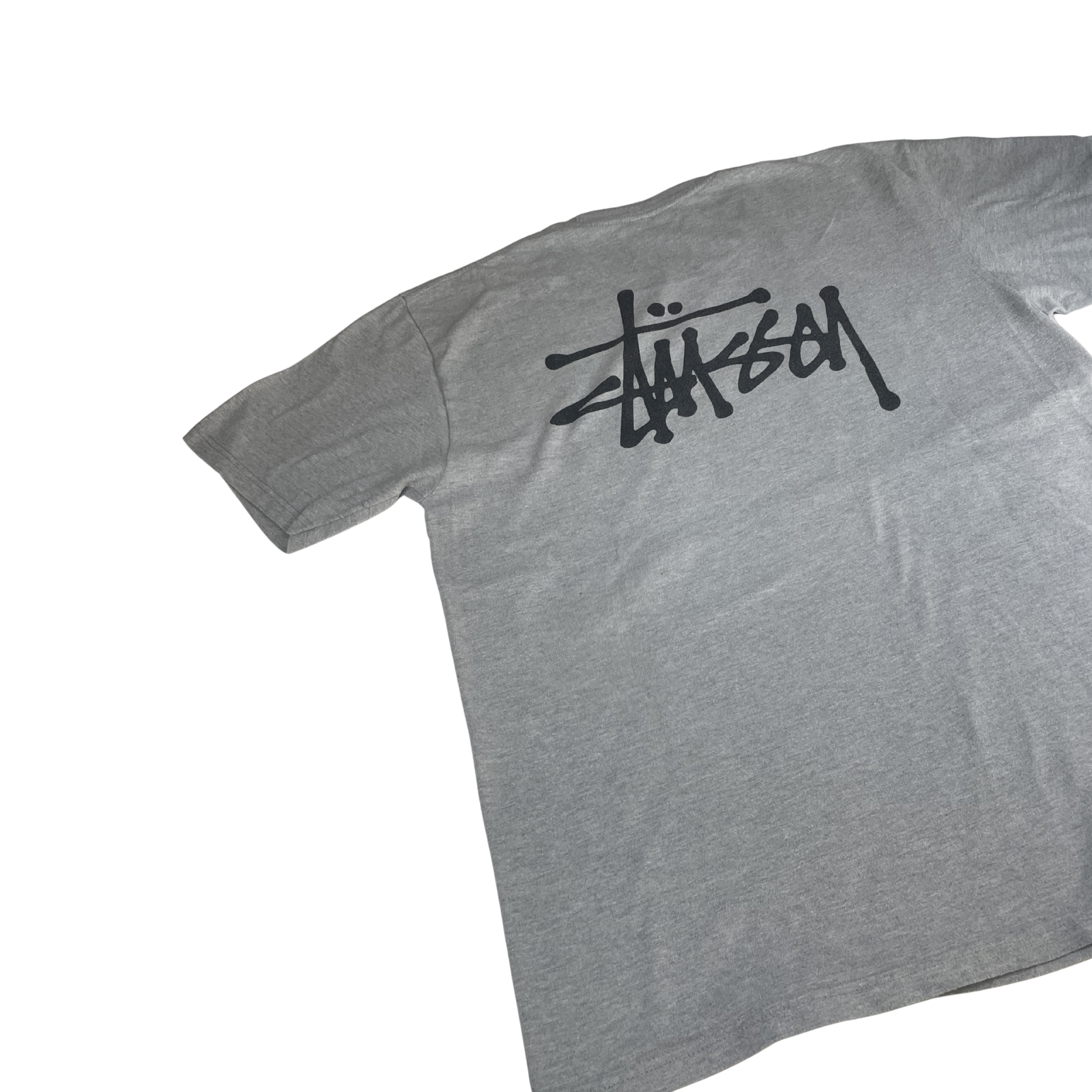 Stüssy "Stock Logo" Basic Tee – Grey Heather / L