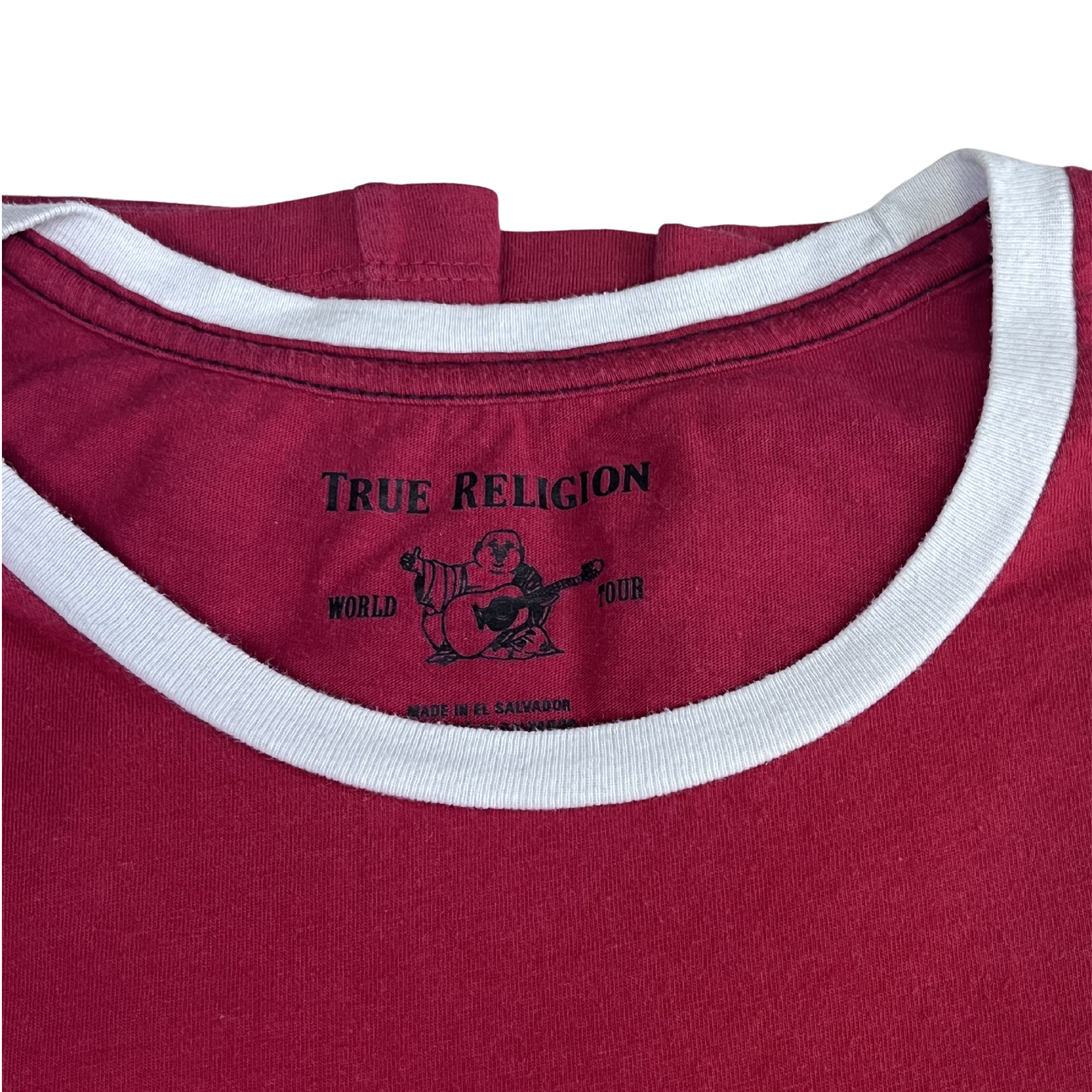 True Religion „World Tour“ tričko (červeno-černé)