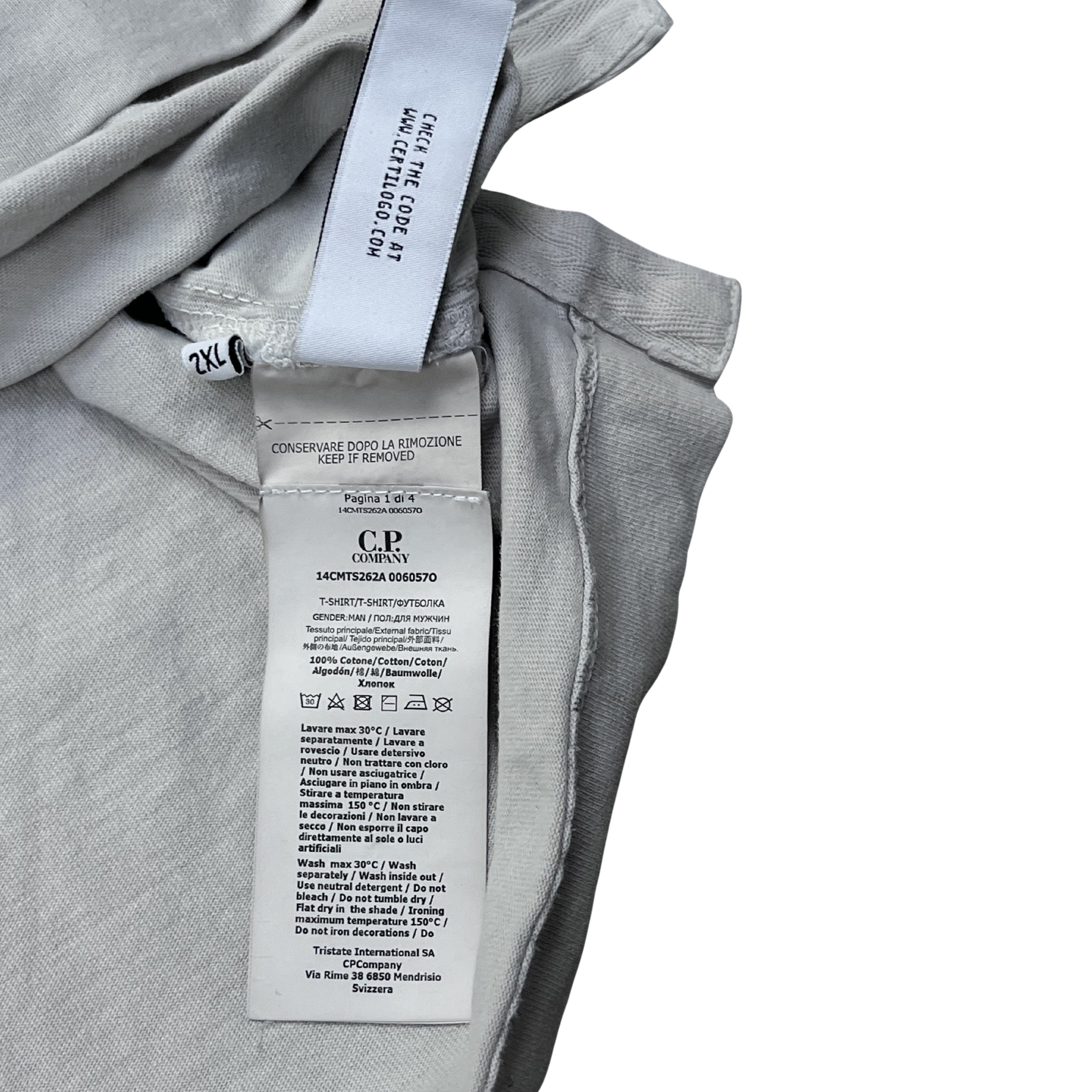 C.P. Company Garment Dyed Logo T-Shirt – Faded Grey
