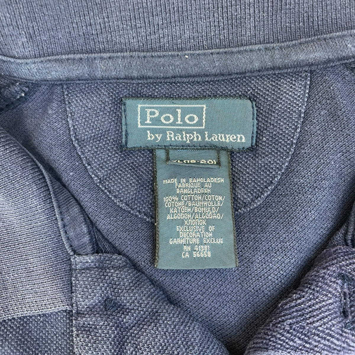 Ralph Lauren Triple Pony Stripe Polo (Navy, Boys XL)