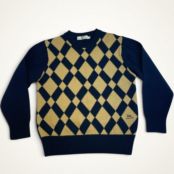 Balenciaga Golf Argyle Wool Sweater (Navy/Beige)