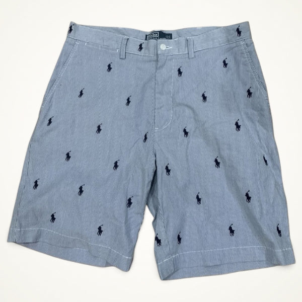 Ralph Lauren Pony Print Seersucker Shorts (Blue)