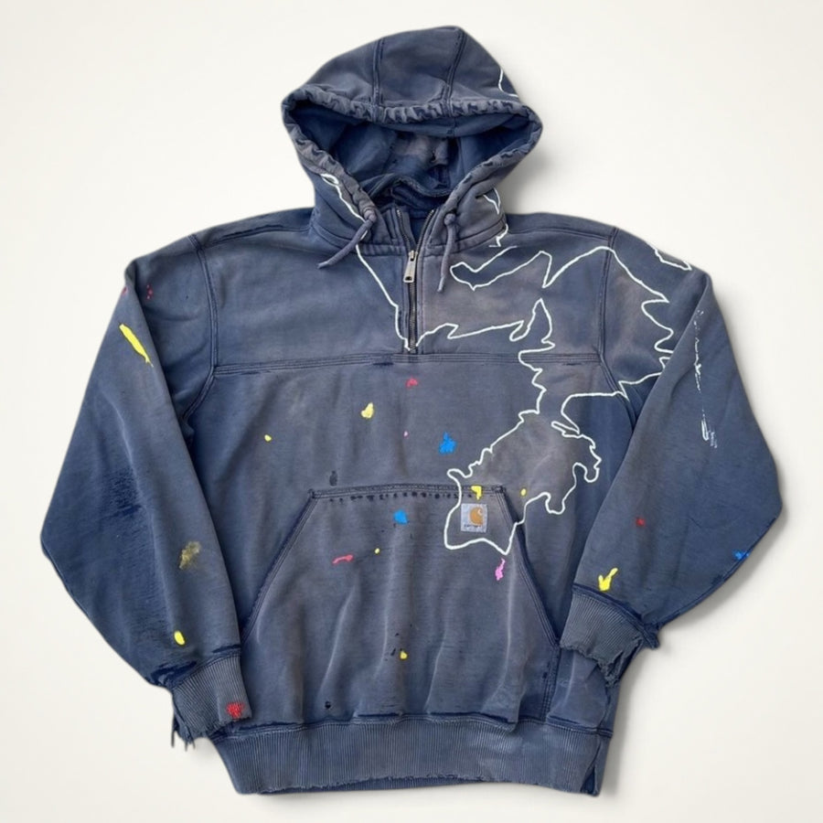 Carhartt Paint Splatter Half-Zip Hoodie (Navy)