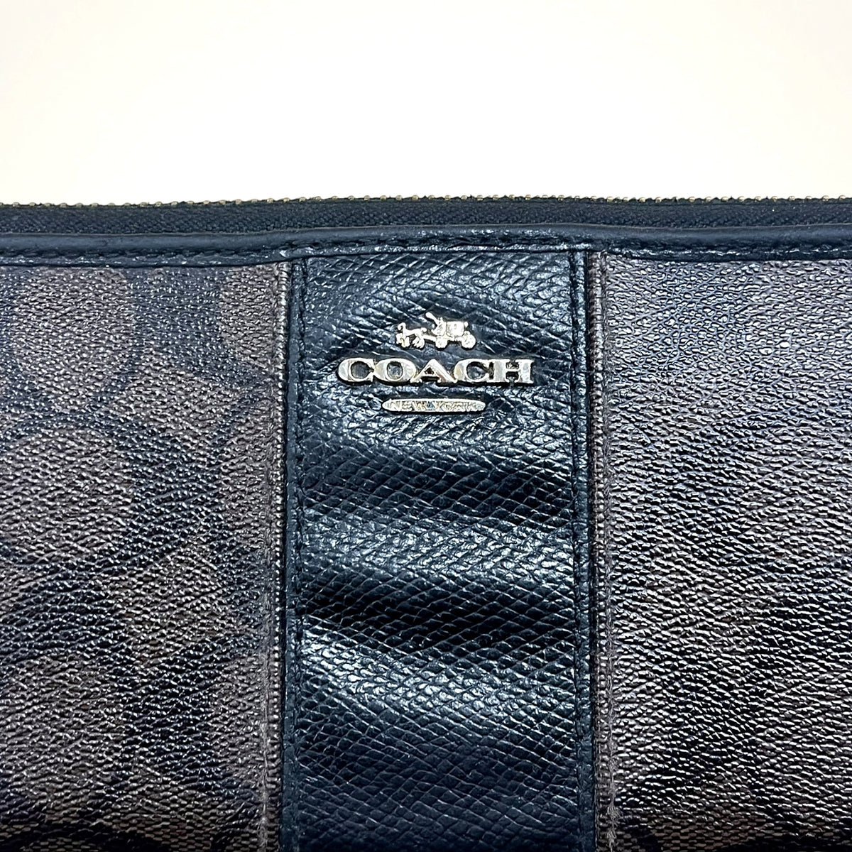Coach Signature Zip Around Wallet (Black)