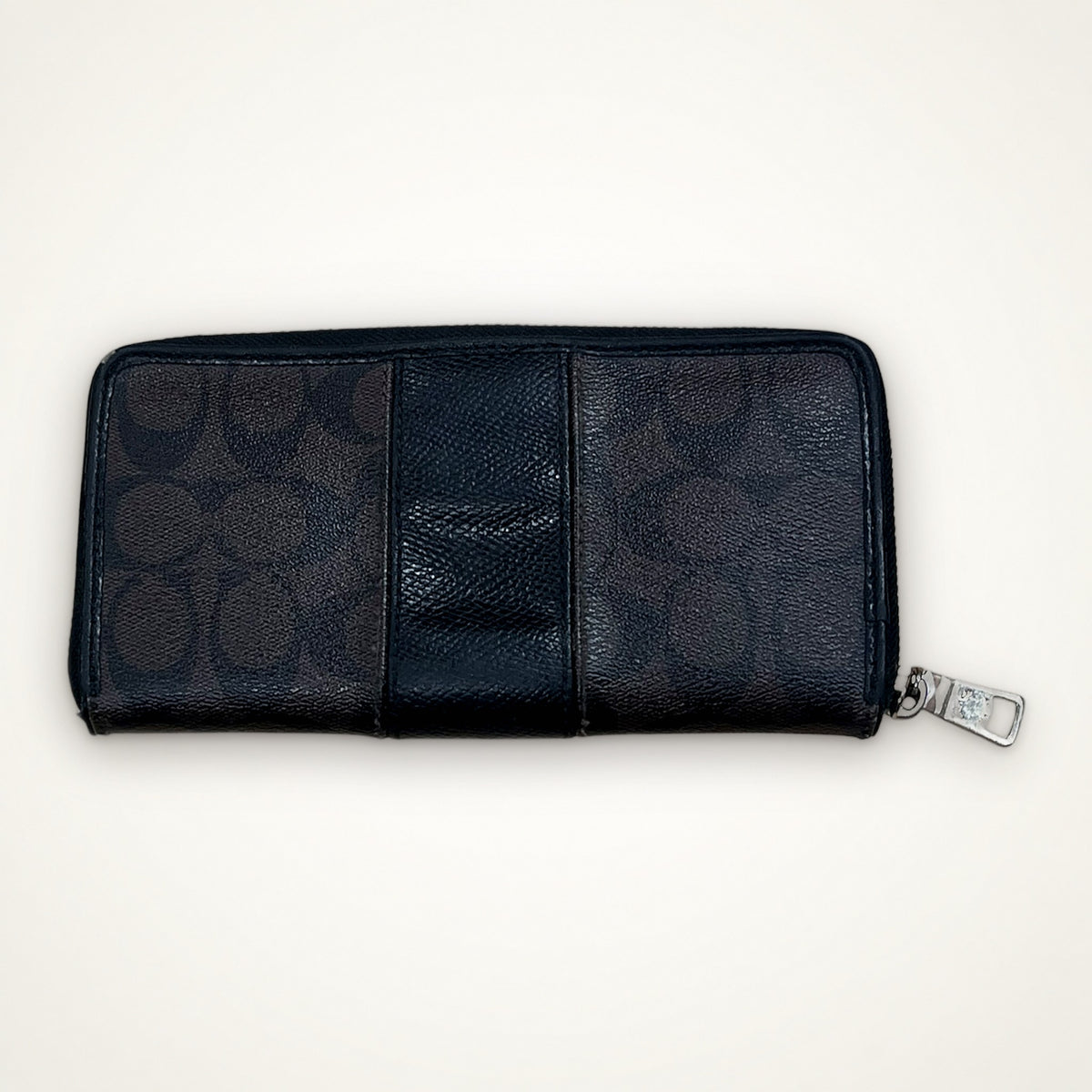 Coach Signature Zip Around Wallet (Black)