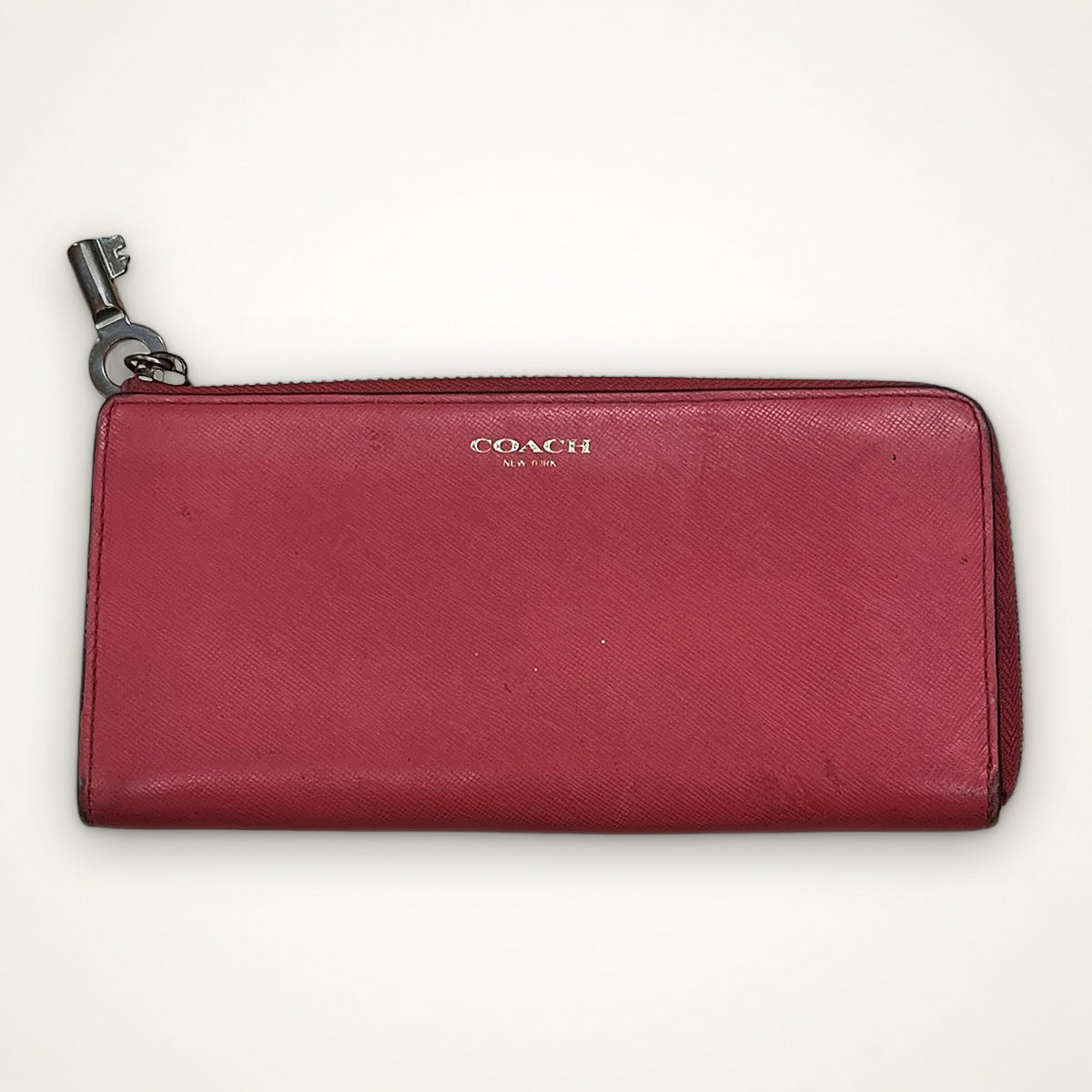 Coach Saffiano Leather Zip Around Wallet (Red)
