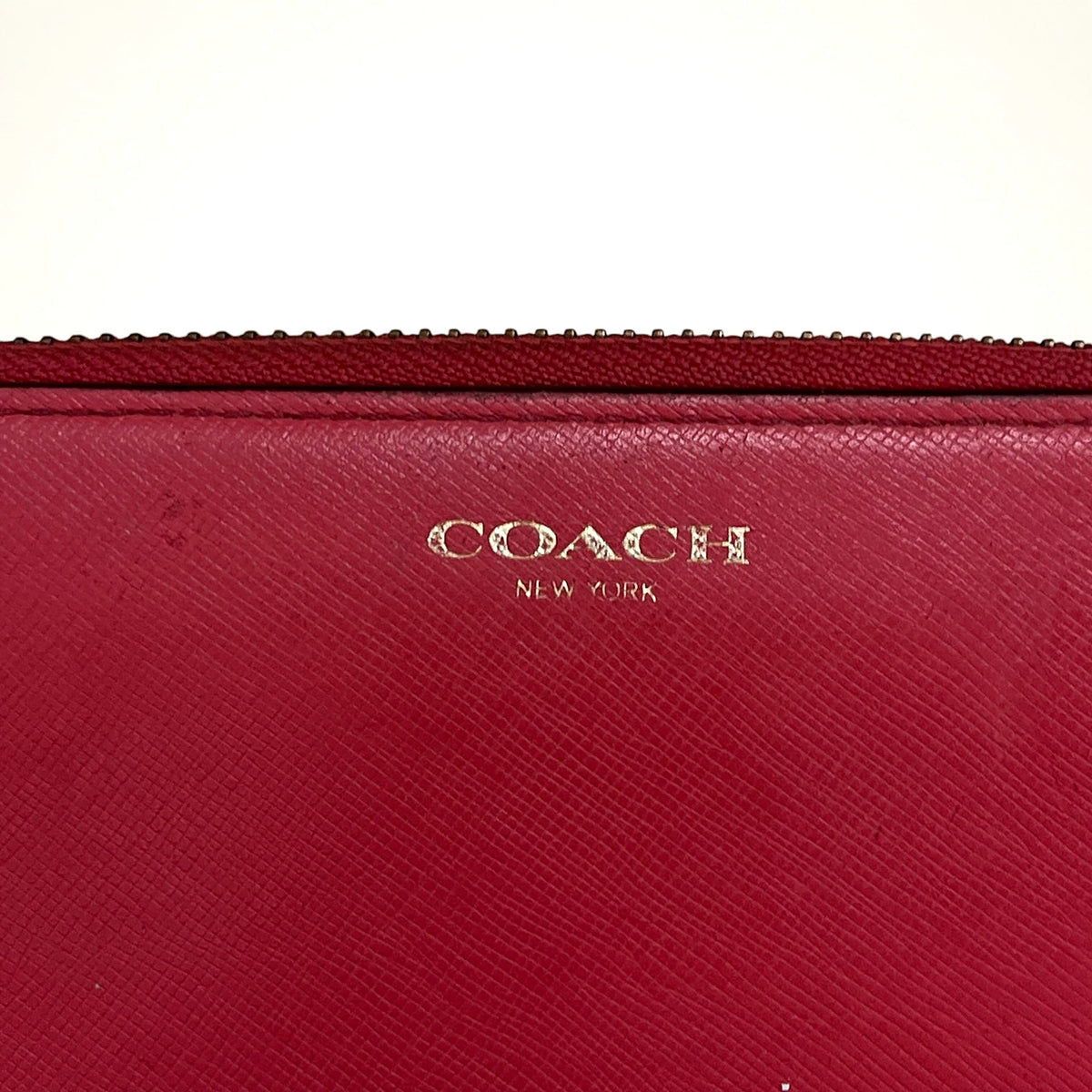 Coach Saffiano Leather Zip Around Wallet (Red)