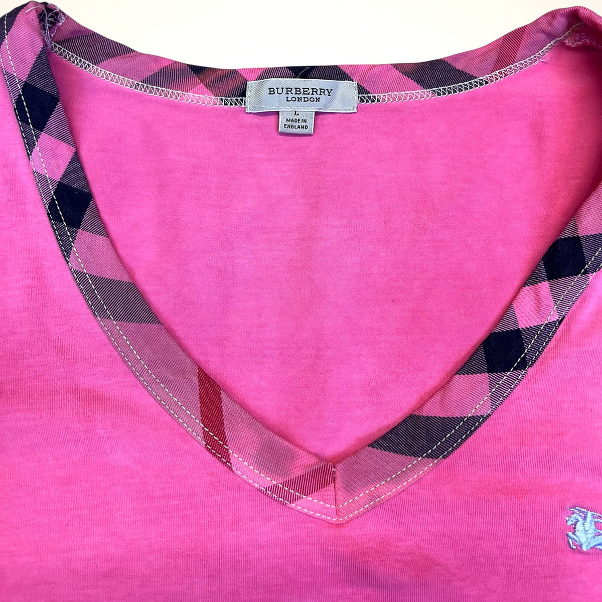 Burberry London V-Neck Tee (Pink)