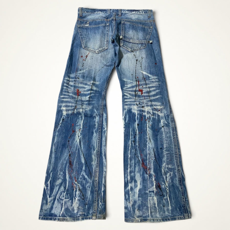Y2K Bleached Flare Jeans (Light Wash)