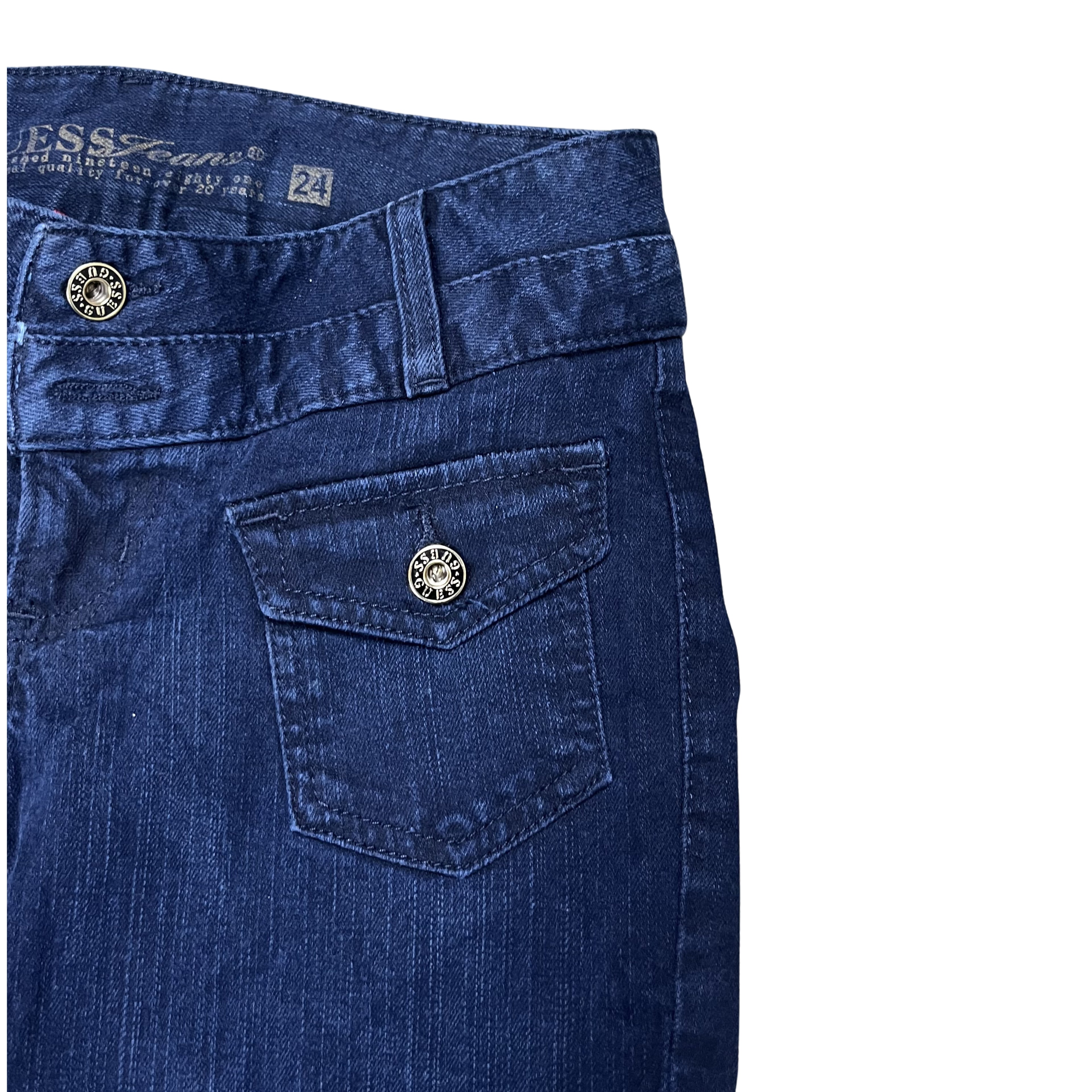 Y2K GUESS FLARE JEANS – DARK BLUE