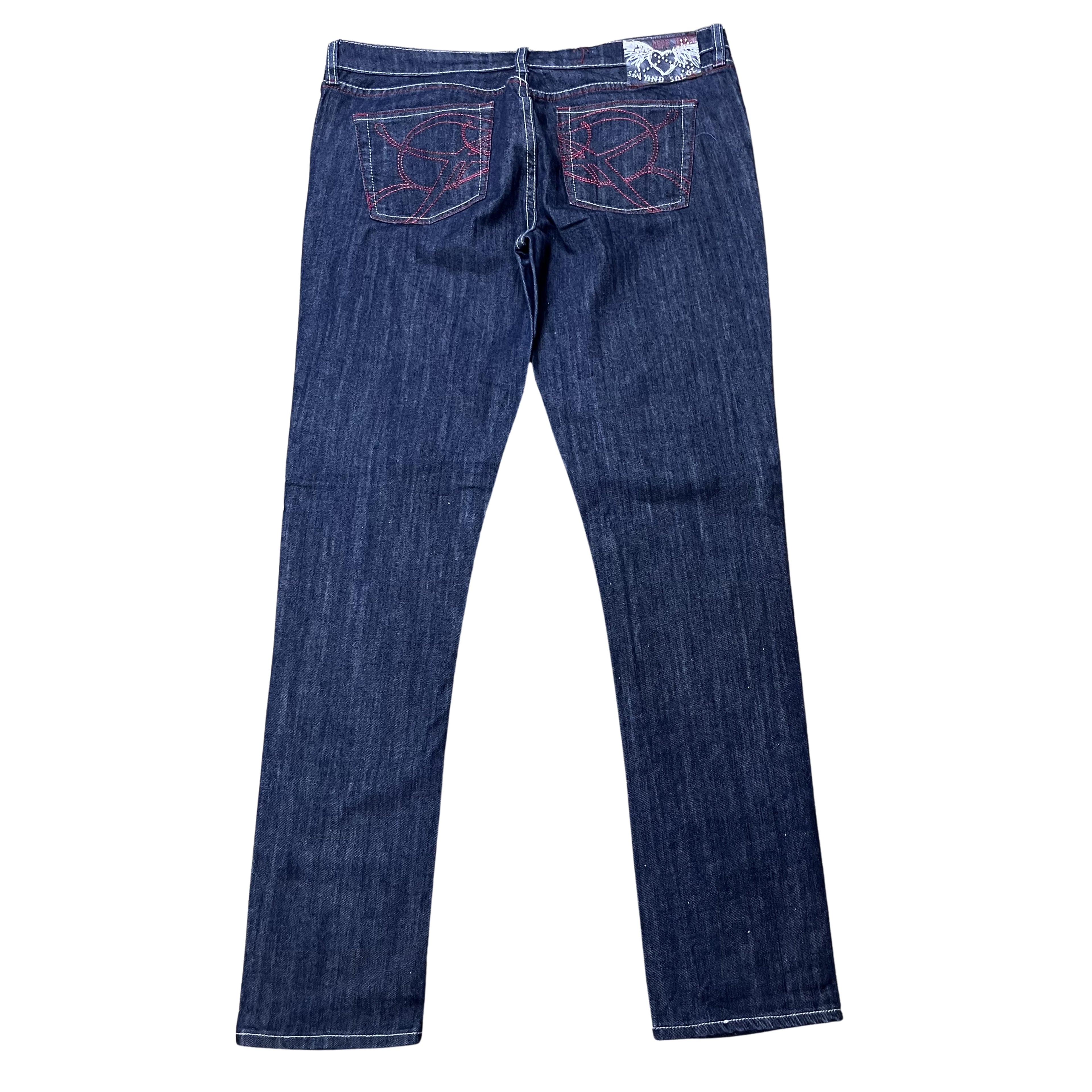 Y2K DENIM – DARK BLUE RED STITCH