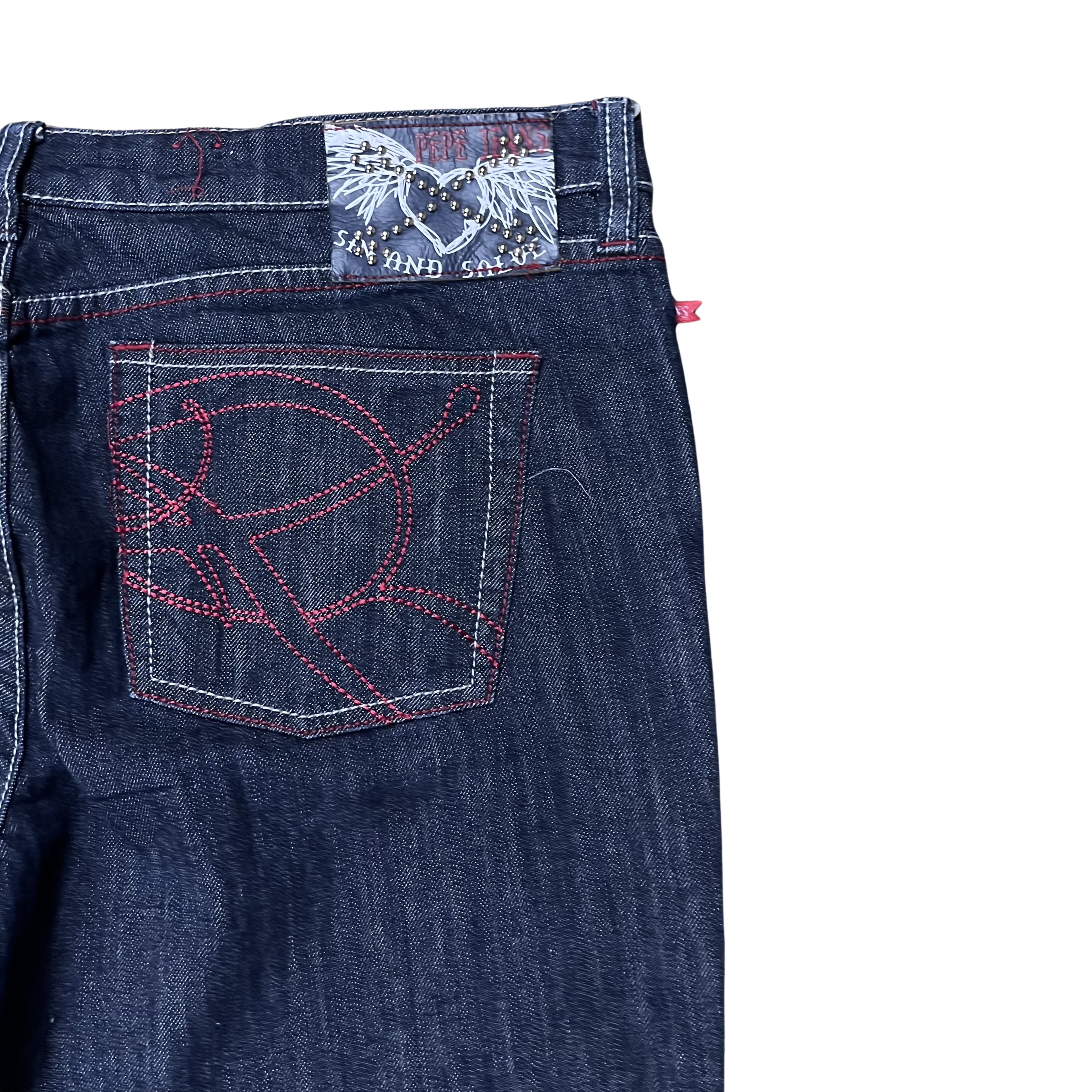 Y2K DENIM – DARK BLUE RED STITCH