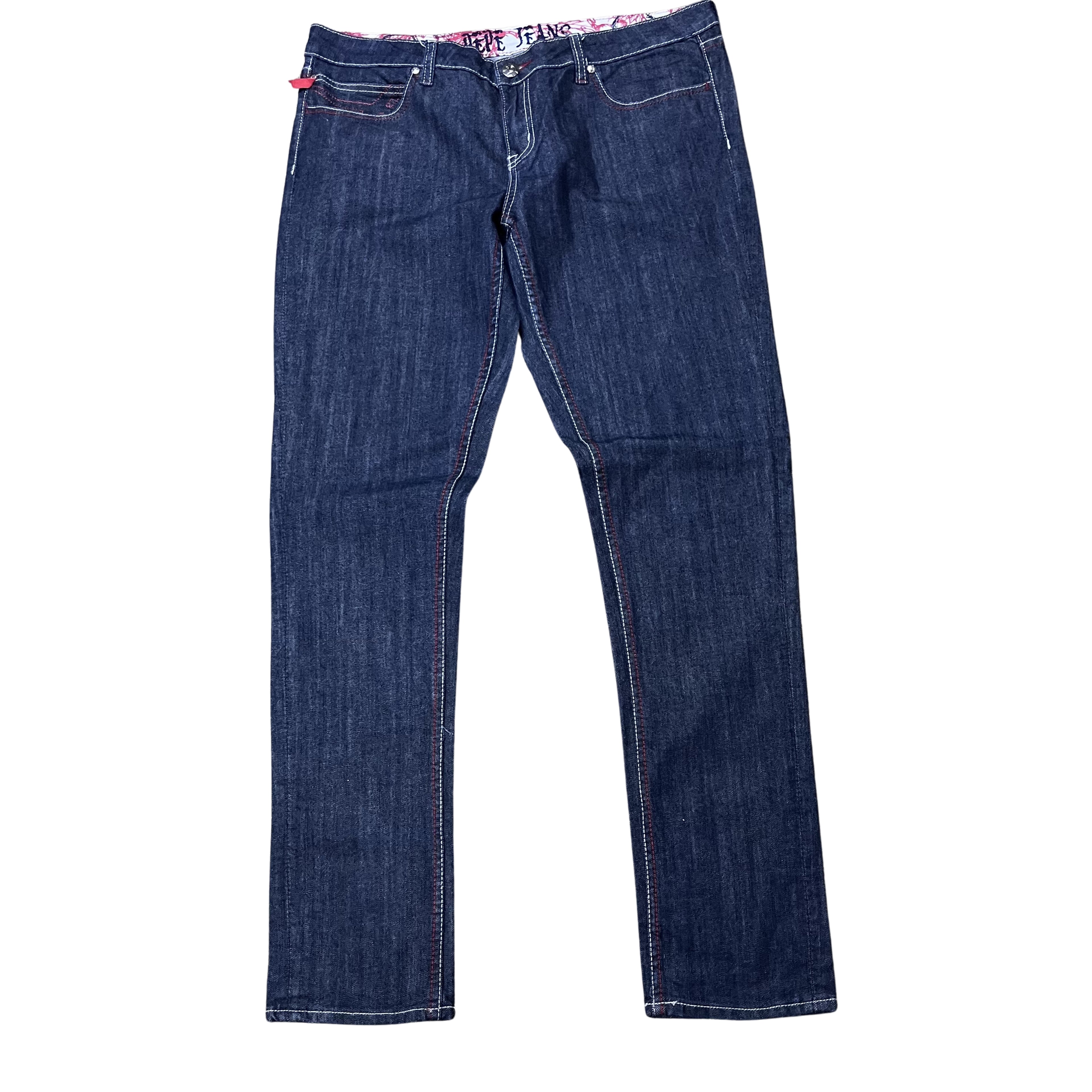 Y2K DENIM – DARK BLUE RED STITCH