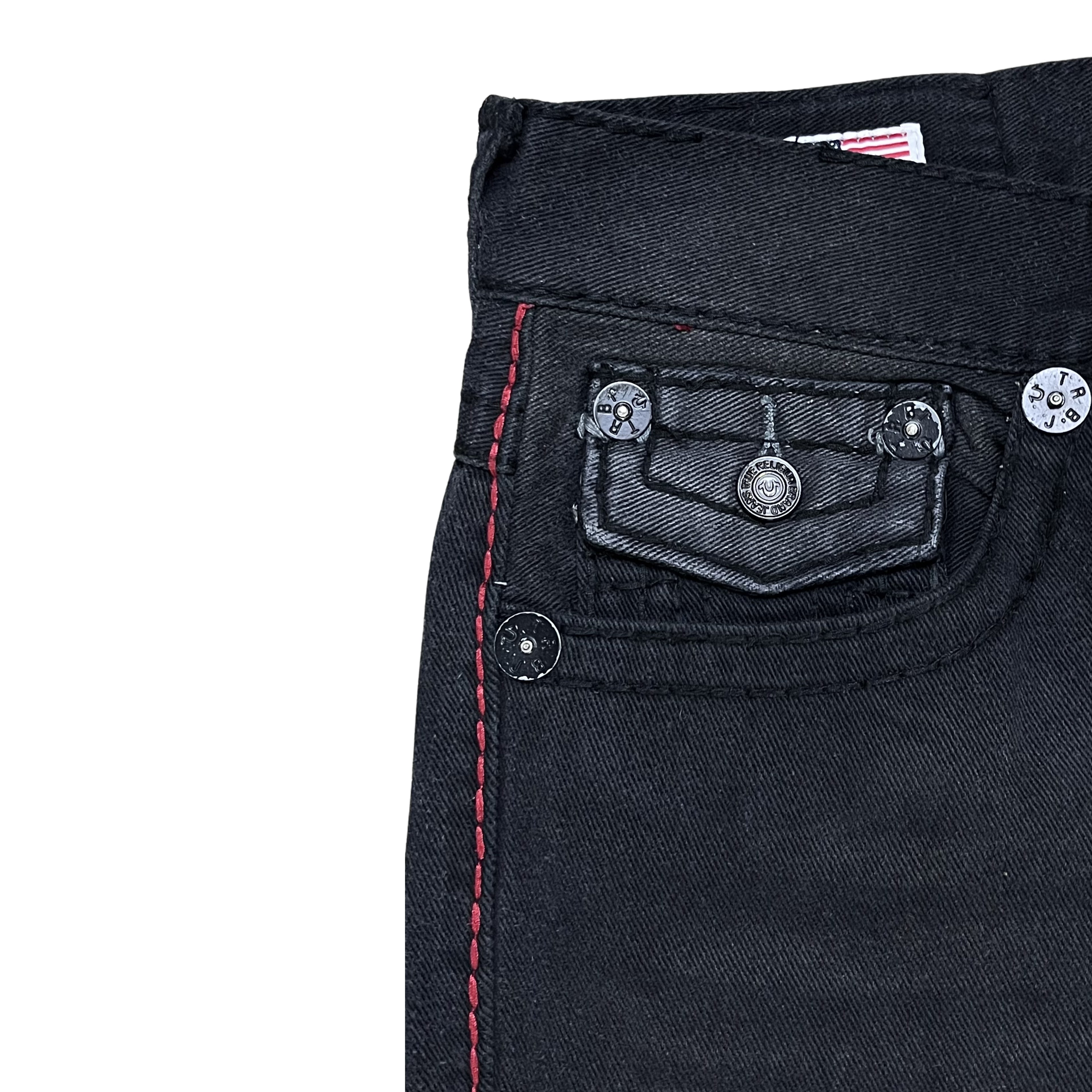 TRUE RELIGION BOOTCUT – BLACK RED DETAIL