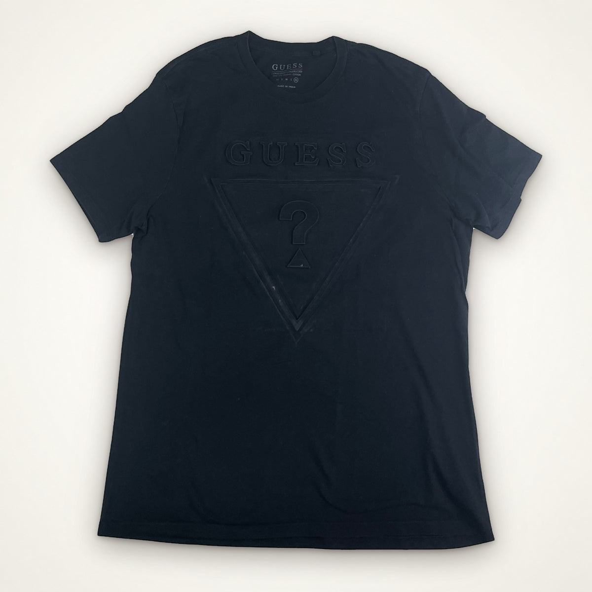 Guess Embossed Triangle Logo Tee (Black)