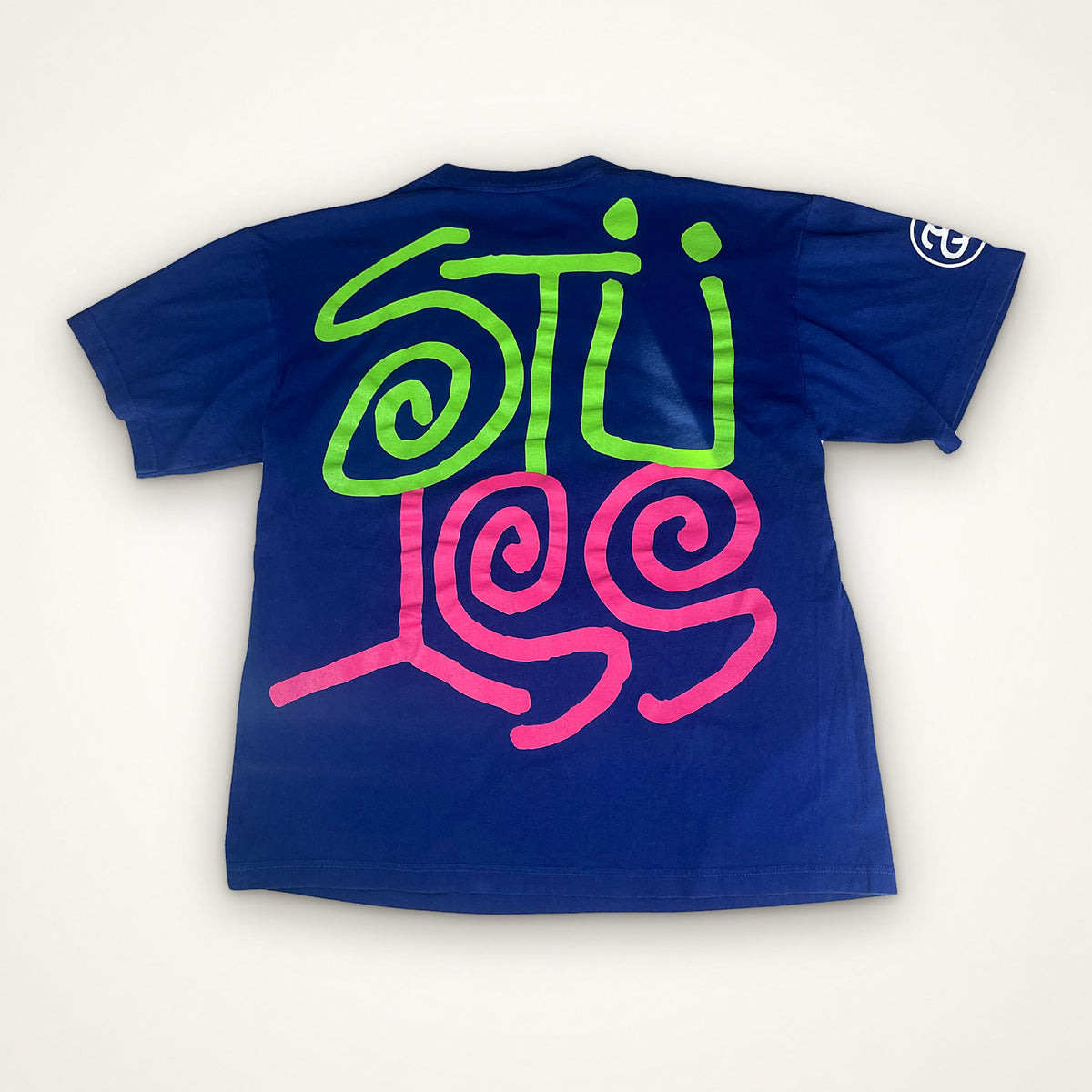 Stüssy "Swirl Logo" Double Hit Tee – Royal Blue / XL