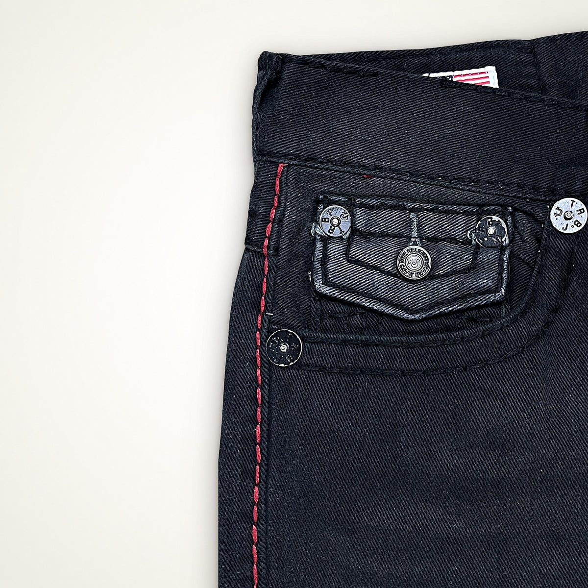 TRUE RELIGION BOOTCUT – BLACK RED DETAIL