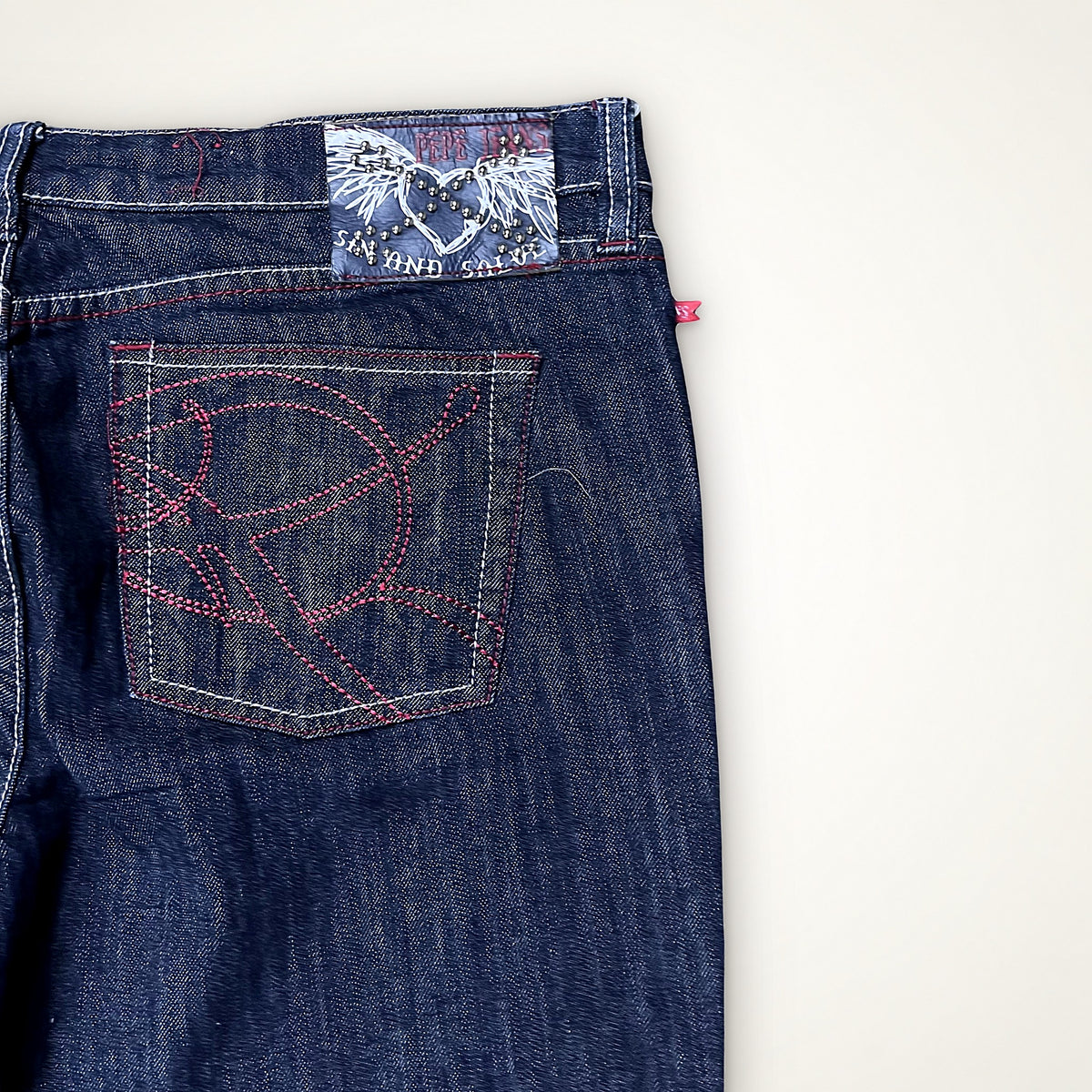 Y2K DENIM – DARK BLUE RED STITCH